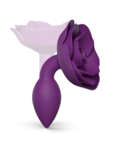 Фиолетовая анальная пробка с ограничителем-розой Open Rose Size S Butt Plug - 3