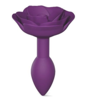 Фиолетовая анальная пробка с ограничителем-розой Open Rose Size S Butt Plug - 0