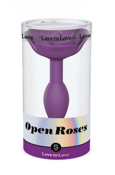 Фиолетовая анальная пробка с ограничителем-розой Open Rose Size S Butt Plug - 5