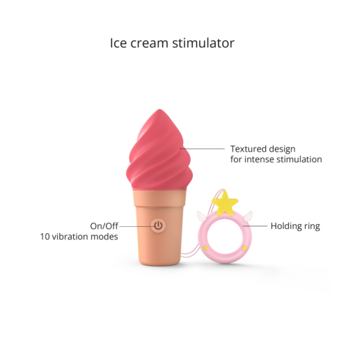 Малиновый мини-вибратор в форме мороженого Candice - 1
