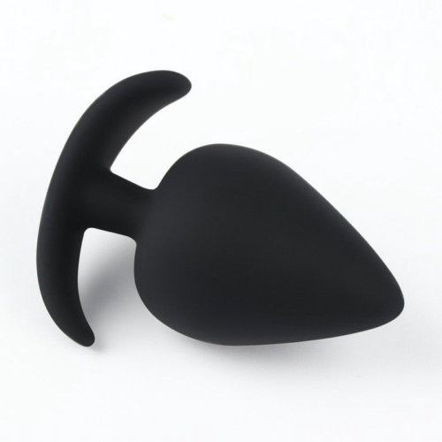 Черная силиконовая анальная пробка Soft-touch - 6,7 см. - 1