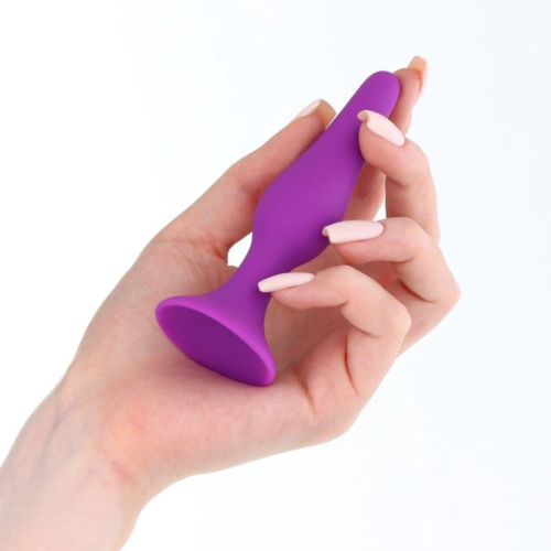 Фиолетовая коническая силиконовая анальная пробка Soft - 10,5 см. - 3