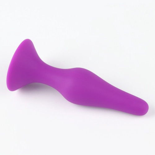 Фиолетовая коническая силиконовая анальная пробка Soft - 13 см. - 1