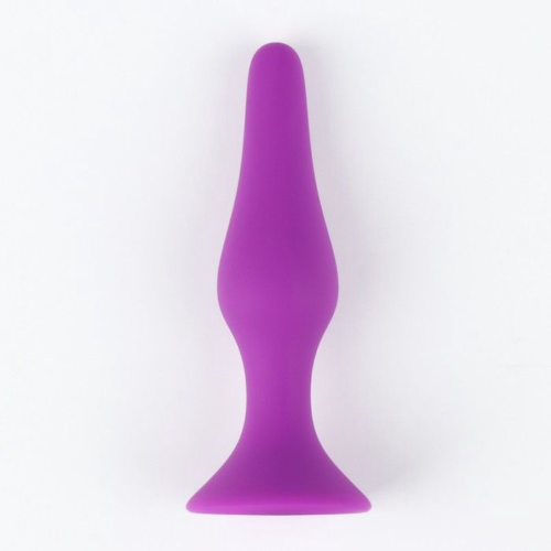 Фиолетовая коническая силиконовая анальная пробка Soft - 13 см. - 0