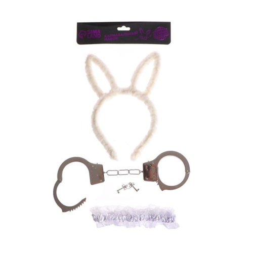 Эротический набор «Я твоя зайка»: ободок, наручники, повязка - 2