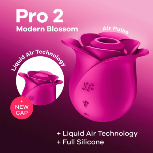 Ярко-розовый вакуум-волновой стимулятор Pro 2 Modern Blossom - 2