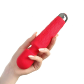 Красный жезловый вибромассажер с рифленой ручкой - 20,4 см. - 3