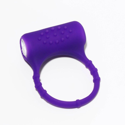 Фиолетовое эрекционное виброкольцо с пупырышками - 0
