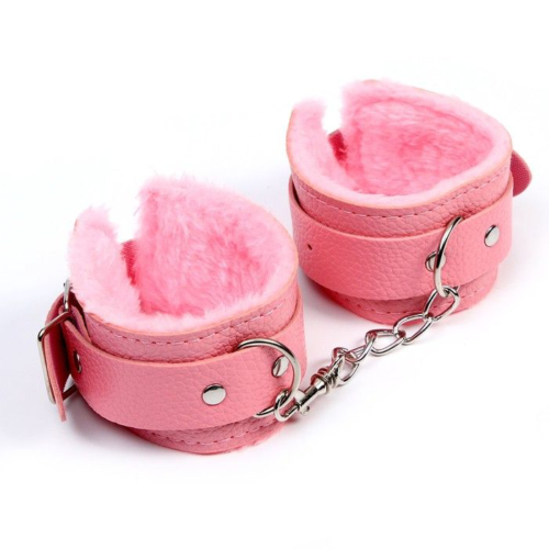 Стильные розовые наручники с мягкой подкладкой - 0