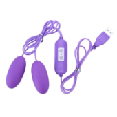 Фиолетовые гладкие виброяйца, работающие от USB - 0