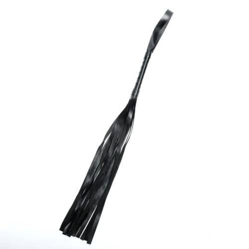 Черная плеть из эко-кожи с витой ручкой - 55 см. - 1