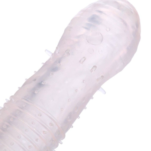 Прозрачная массажная насадка на пенис с рельефом - 12,5 см. - 2