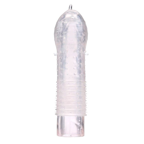 Прозрачная массажная насадка на пенис с рельефом - 12,5 см. - 0