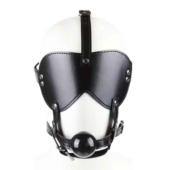 Черная маска-шоры с регулируемыми ремешками и кляпом-шариком - 0