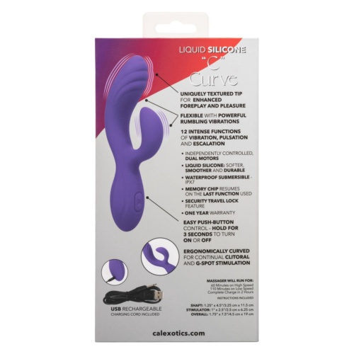 Фиолетовый вибромассажер-кролик Stella Liquid Silicone “C” Curve - 19 см. - 1