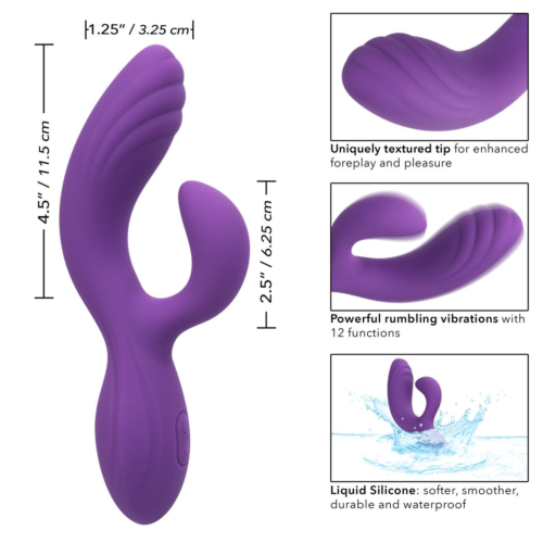 Фиолетовый вибромассажер-кролик Stella Liquid Silicone “C” Curve - 19 см. - 2