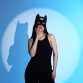 Черная маска «Кошка» с ушками - 4