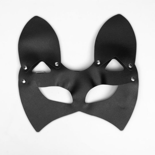 Черная маска «Кошка» с ушками - 1