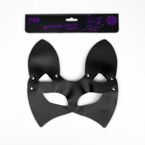 Черная маска «Кошка» с ушками - 3