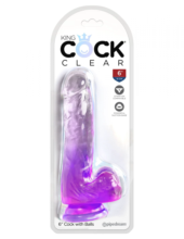 Фиолетовый фаллоимитатор с мошонкой на присоске 6’’ Cock with Balls - 17,8 см. - 1