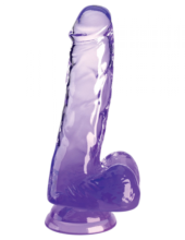 Фиолетовый фаллоимитатор с мошонкой на присоске 6’’ Cock with Balls - 17,8 см. - 0