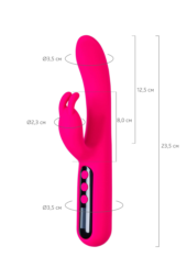 Ярко-розовый вибратор с клиторальной стимуляцией Rablock - 23,5 см. - 5