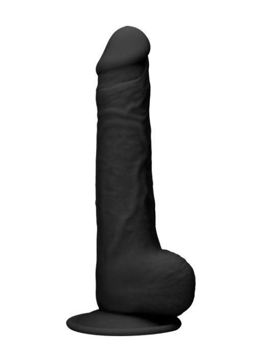 Черный фаллоимитатор Realistic Cock With Scrotum - 24 см. - 2