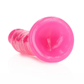 Розовый люминесцентный фаллоимитатор на присоске - 22 см. - 2