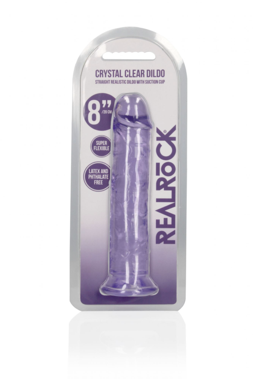 Фиолетовый фаллоимитатор Crystal Clear на присоске - 22 см. - 1