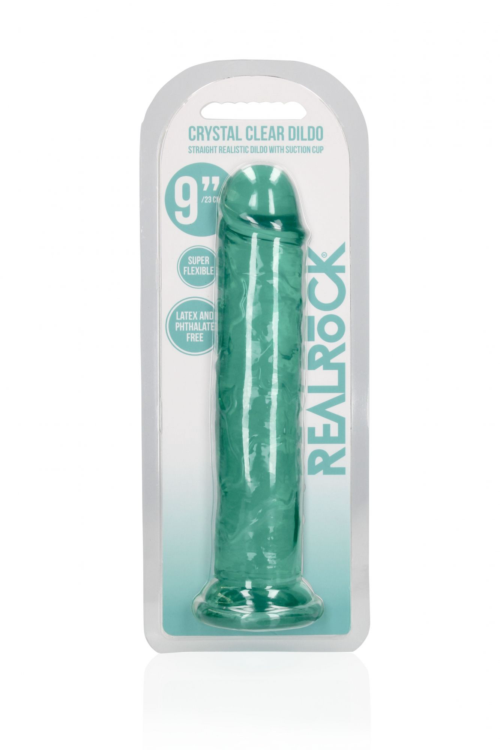 Зеленый фаллоимитатор Crystal Clear на присоске - 25 см. - 1