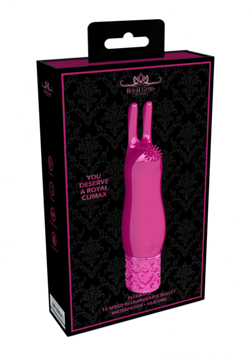 Розовая перезаряжаемая вибпоруля Elegance - 11,8 см. - 1