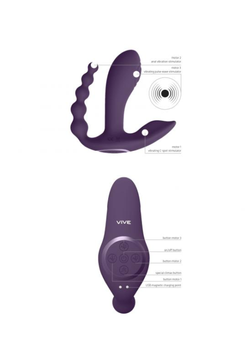 Фиолетовый женский вибромассажер Kata с пультом ДУ - 12 см. - 4