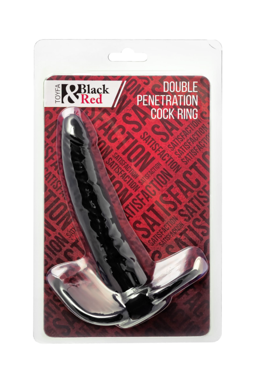Черная насадка на пенис для двойного проникновения Black Red - 16,5 см. - 8