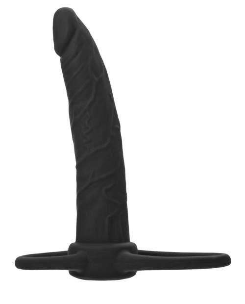 Черная насадка на пенис для двойного проникновения Black Red - 16,5 см. - 0