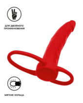 Красная насадка на пенис для двойного проникновения Black Red - 16,5 см. - 1