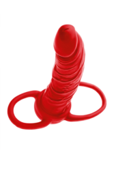 Красная насадка на пенис для двойного проникновения Black Red - 16,5 см. - 3