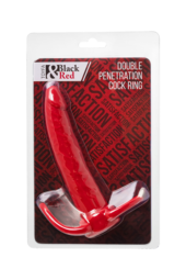 Красная насадка на пенис для двойного проникновения Black Red - 16,5 см. - 7