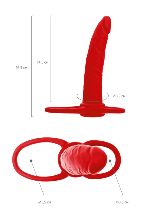 Красная насадка на пенис для двойного проникновения Black Red - 16,5 см. - 6