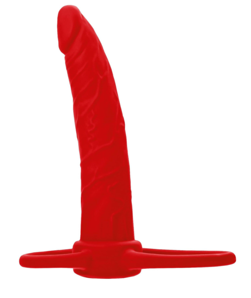 Красная насадка на пенис для двойного проникновения Black Red - 16,5 см. - 0