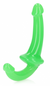 Зеленый люминесцентный безремневой страпон - 20 см. - 0