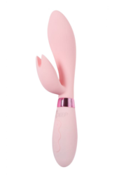 Нежно-розовый вибратор-кролик с независимыми моторчиками Indeep Malena - 21,5 см. - 0