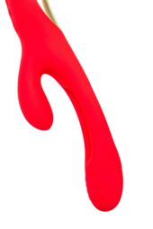 Красный вибратор-кролик с двигающимся язычком Patti - 24 см. - 10