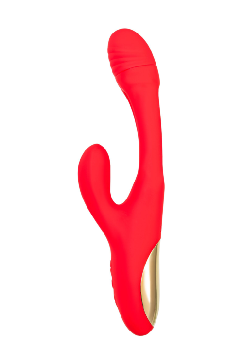 Красный вибратор-кролик с двигающимся язычком Patti - 24 см. - 0