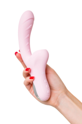 Розовый вибратор-кролик с ласкающим язычком Orali - 22 см. - 6