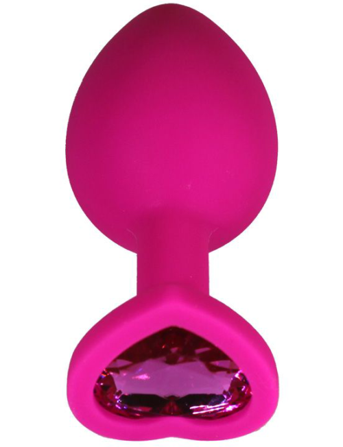 Розовая анальная пробка с кристаллом-сердечком - 9 см. - 4