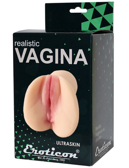 Телесный реалистичный мастурбатор-вагина и анус 3D - 1