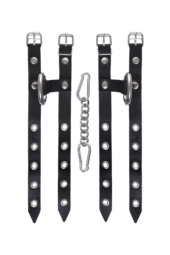 Черные однослойные кожаные наручники из двух ремешков - 3