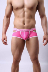 Розовые мужские трусы-хипсы Cockon X Lace Boxer с вырезами - 0