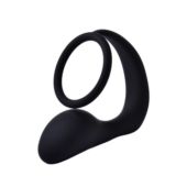 Черное эрекционное кольцо с анальной пробкой «Оки-Чпоки» - 2