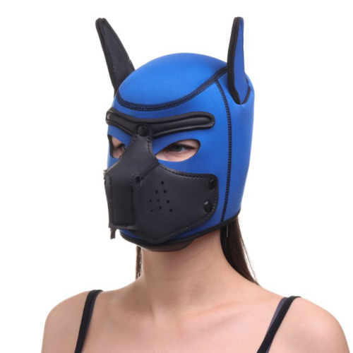 Синяя неопреновая БДСМ-маска Puppy Play - 4